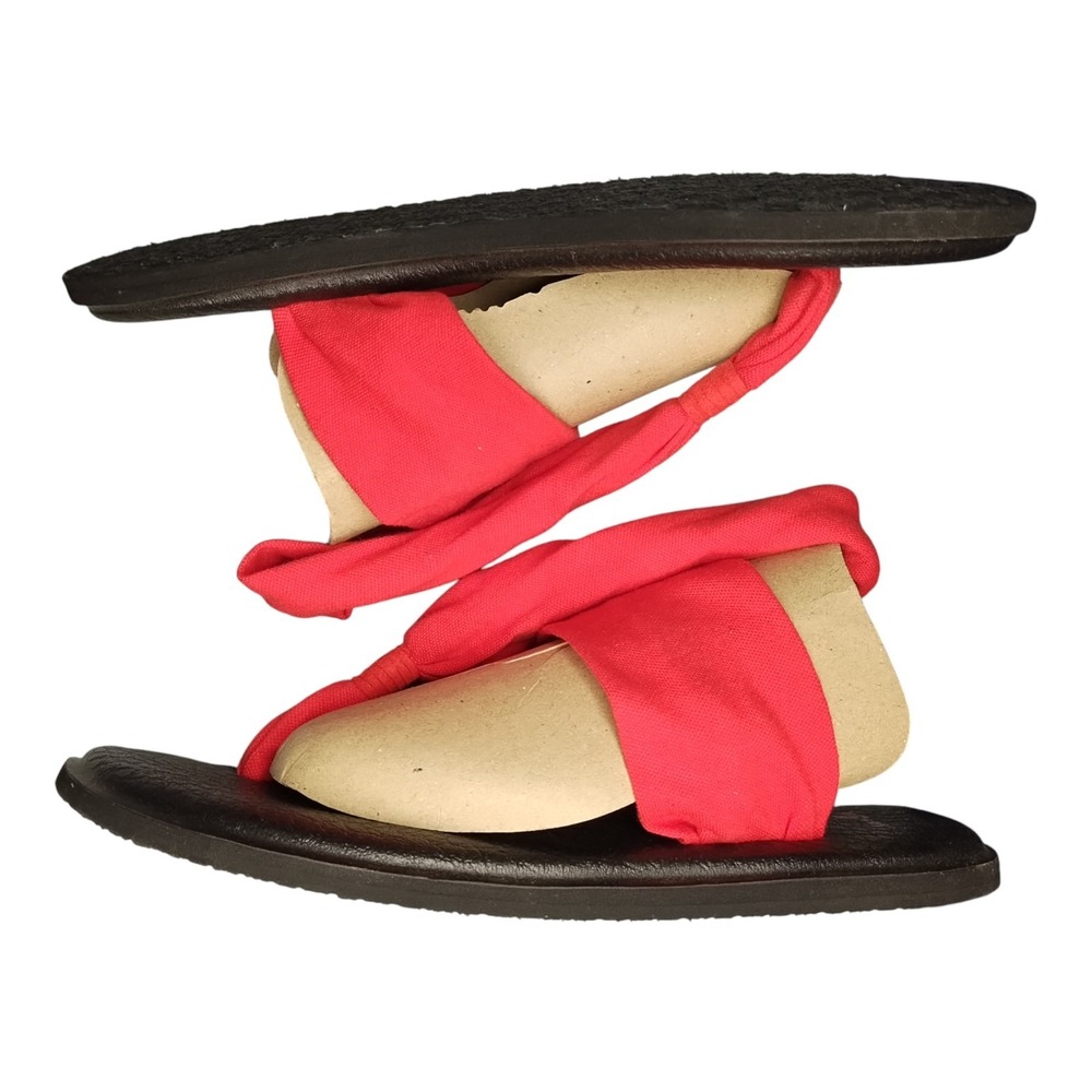 Sanuk Yoga Sling 2 Flip Flop Sandals Womens US Size 8 Black Red Comfort Slip On